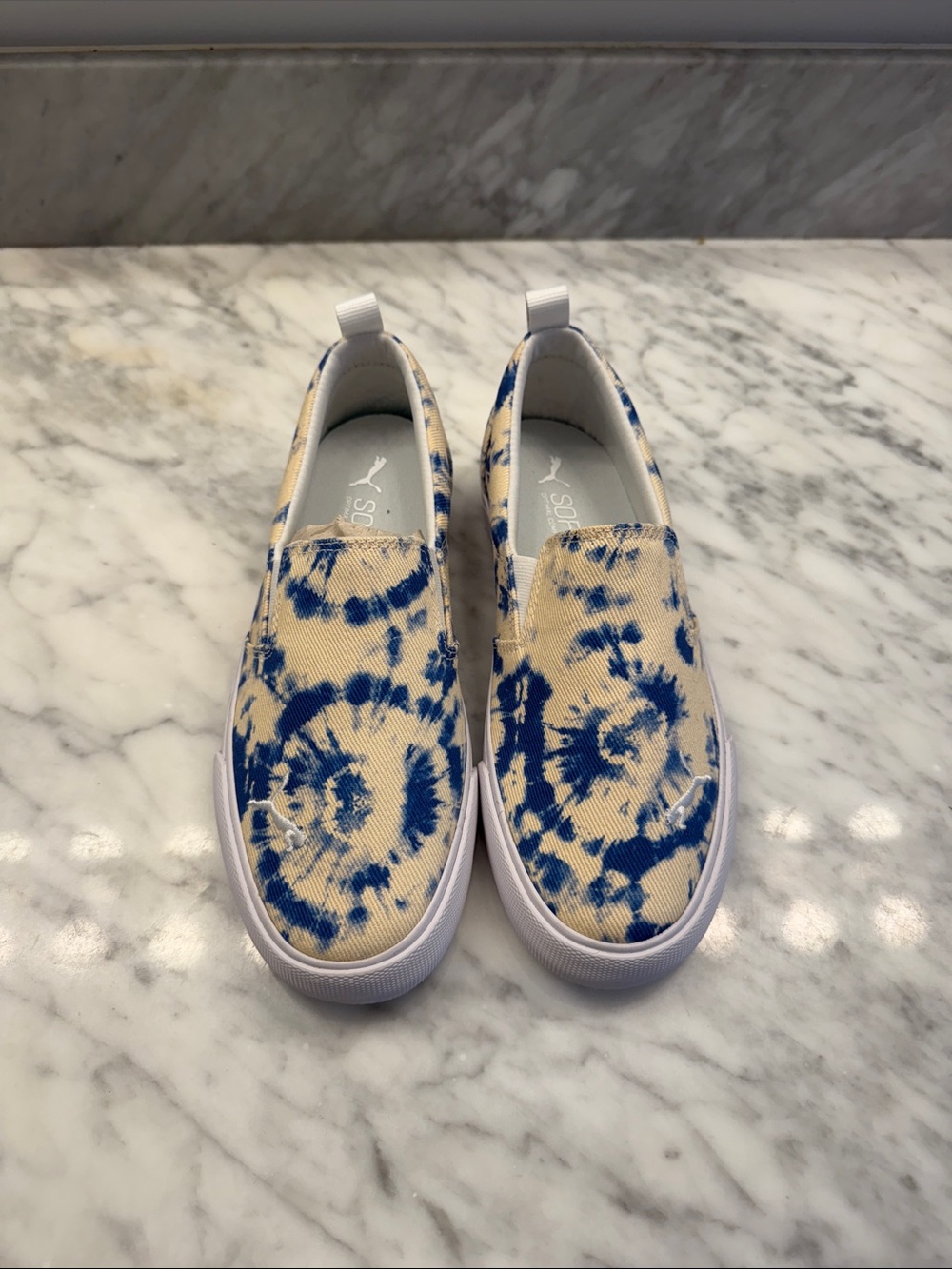 Puma Tie-Dye Slip-On Flats - Blue & Cream